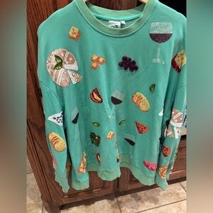 Queen of Sparkles Wine and Charcuterie Sweatshirt Size Large